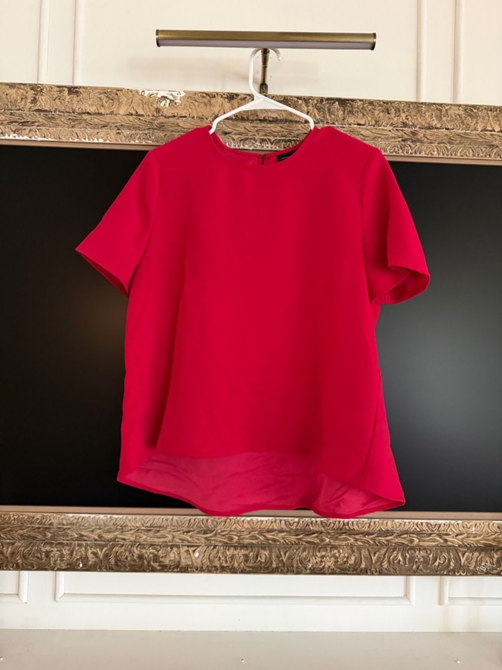 Women's Solid Short Sleeve Blouse - Red